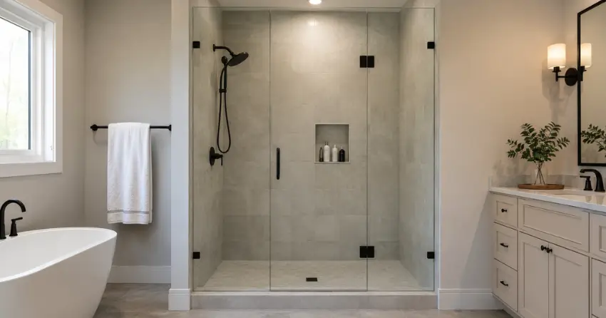 new frameless glass shower door installed in Georgina