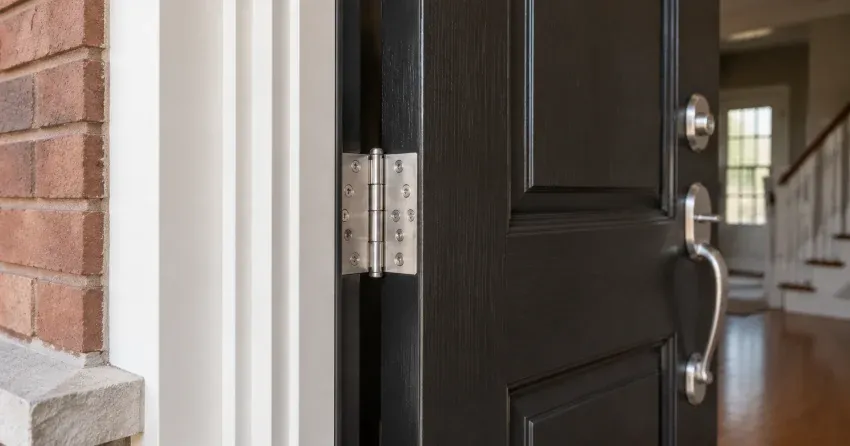 technician repairing a front door lock and frame in Sutton, Georgina